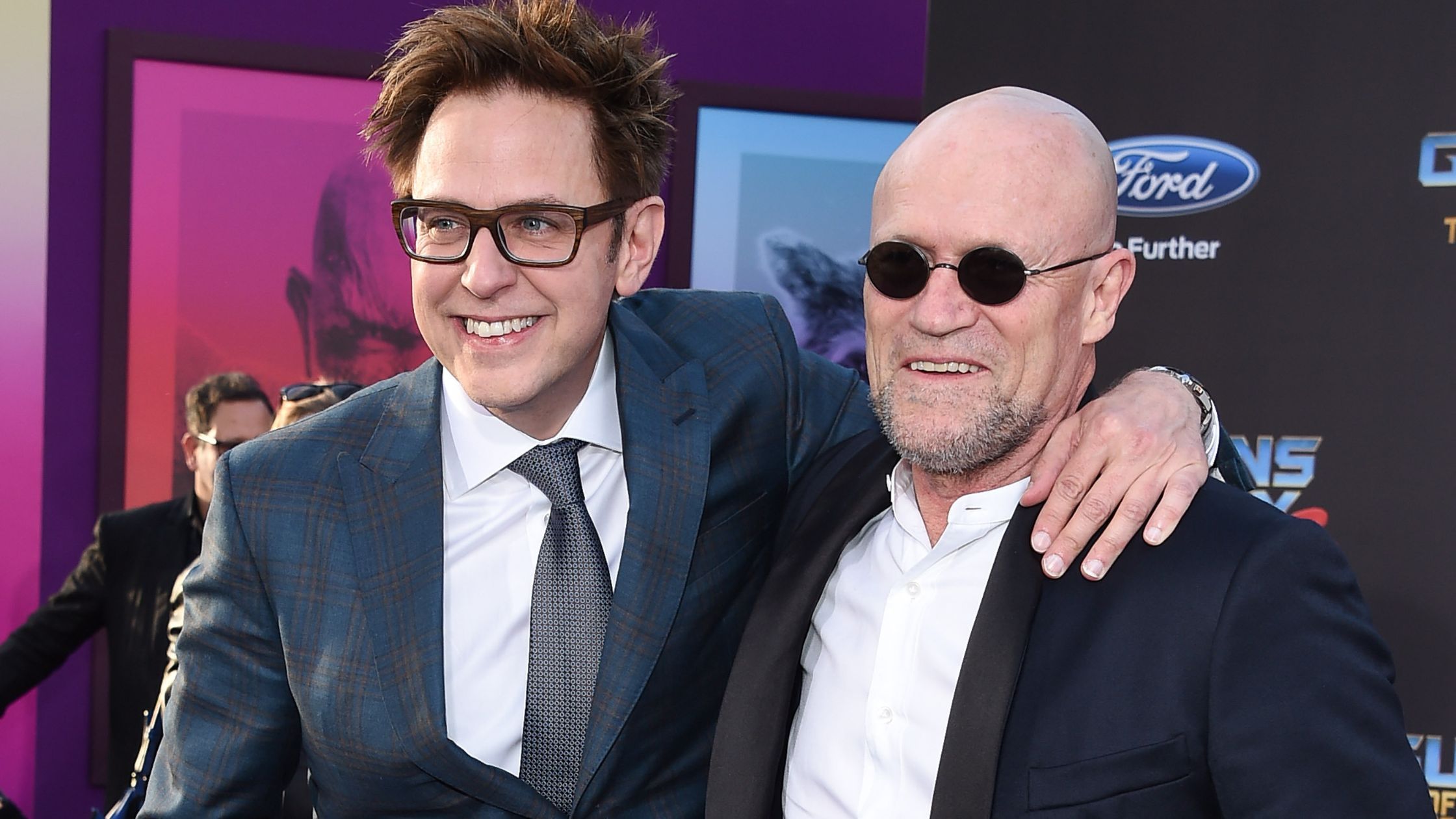 LOS ANGELES - APR 19: James Gunn and Michael Rooker arrives for the "Guardians of the Galaxy Vol. 2" World Premiere on April 19, 2017 in Hollywood, CA (Dfree/shutterstock.com